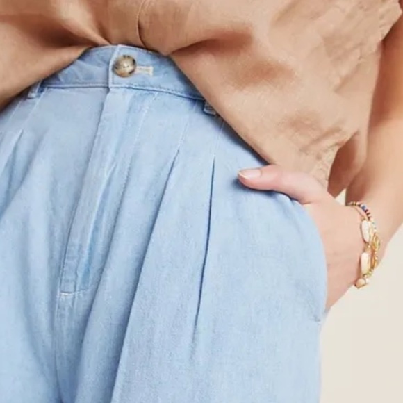 NWT Anthropologie Pilcro Mena Chambray Culottes - Picture 2 of 9